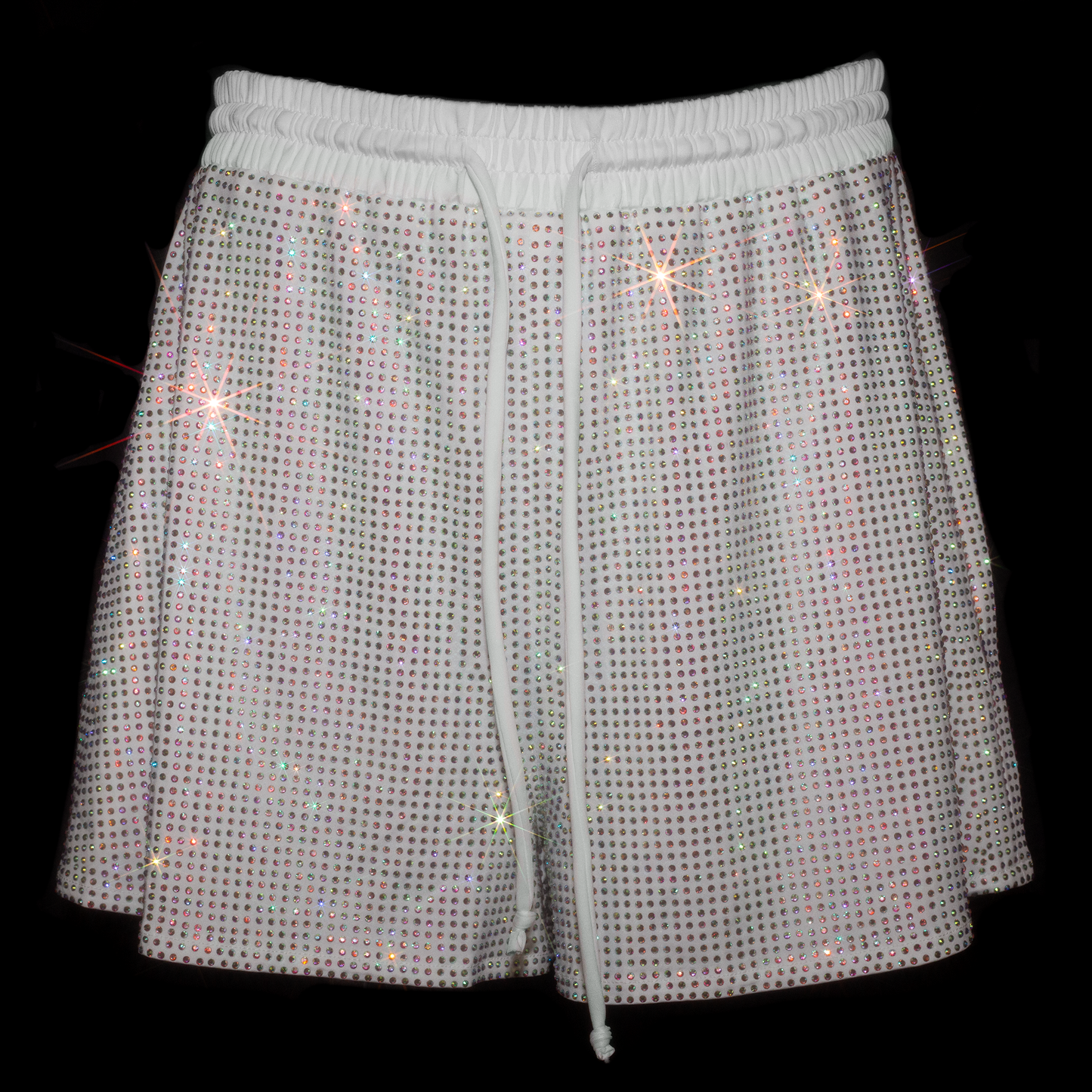 WHITE + AB CRYSTALLIZED UNISEX SHORTS