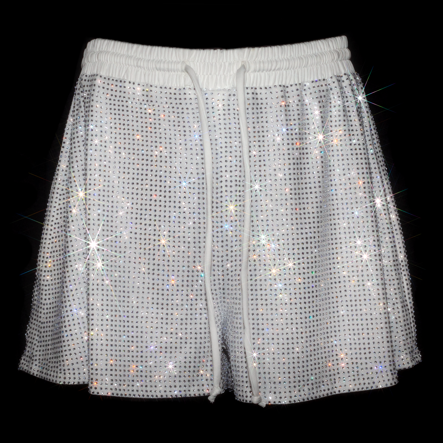 WHITE + CLEAR CRYSTALLIZED UNISEX SHORTS