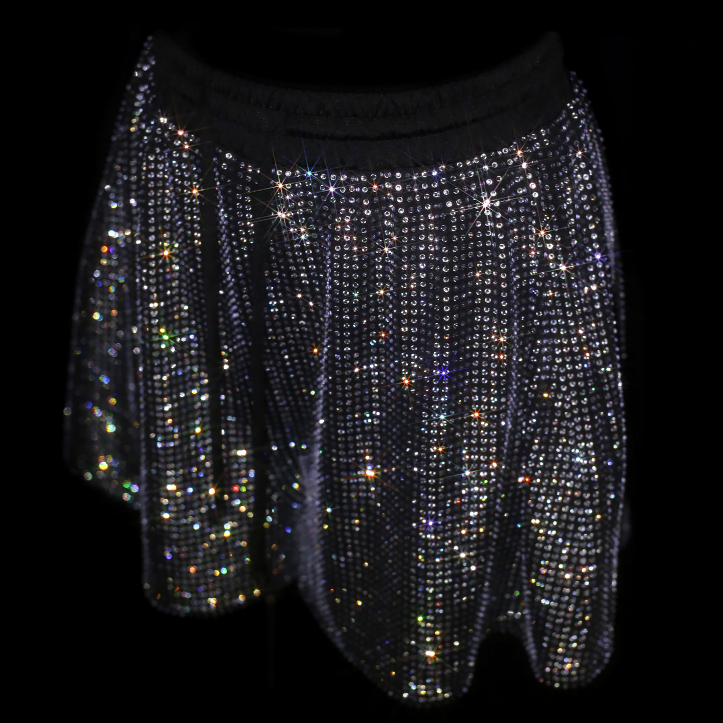 BLACK + CLEAR CRYSTALLIZED UNISEX SHORTS