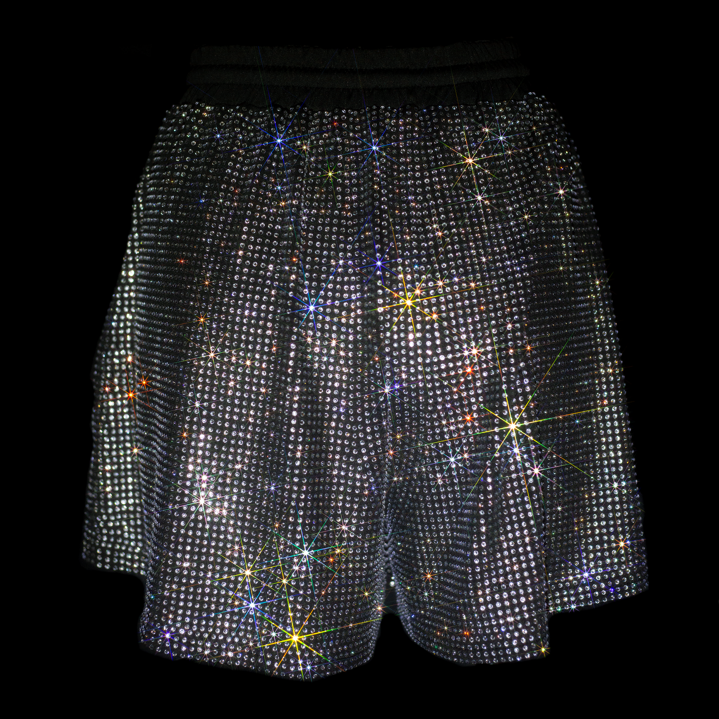 BLACK + CLEAR CRYSTALLIZED UNISEX SHORTS