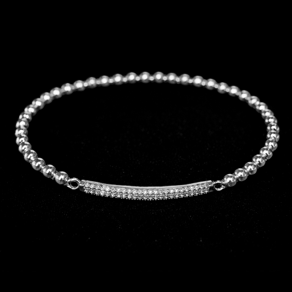 3MM CZ BAR BEADED BRACELET
