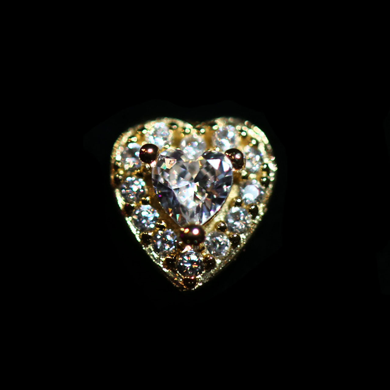 CZ CUSHION HEART NOSE STUD