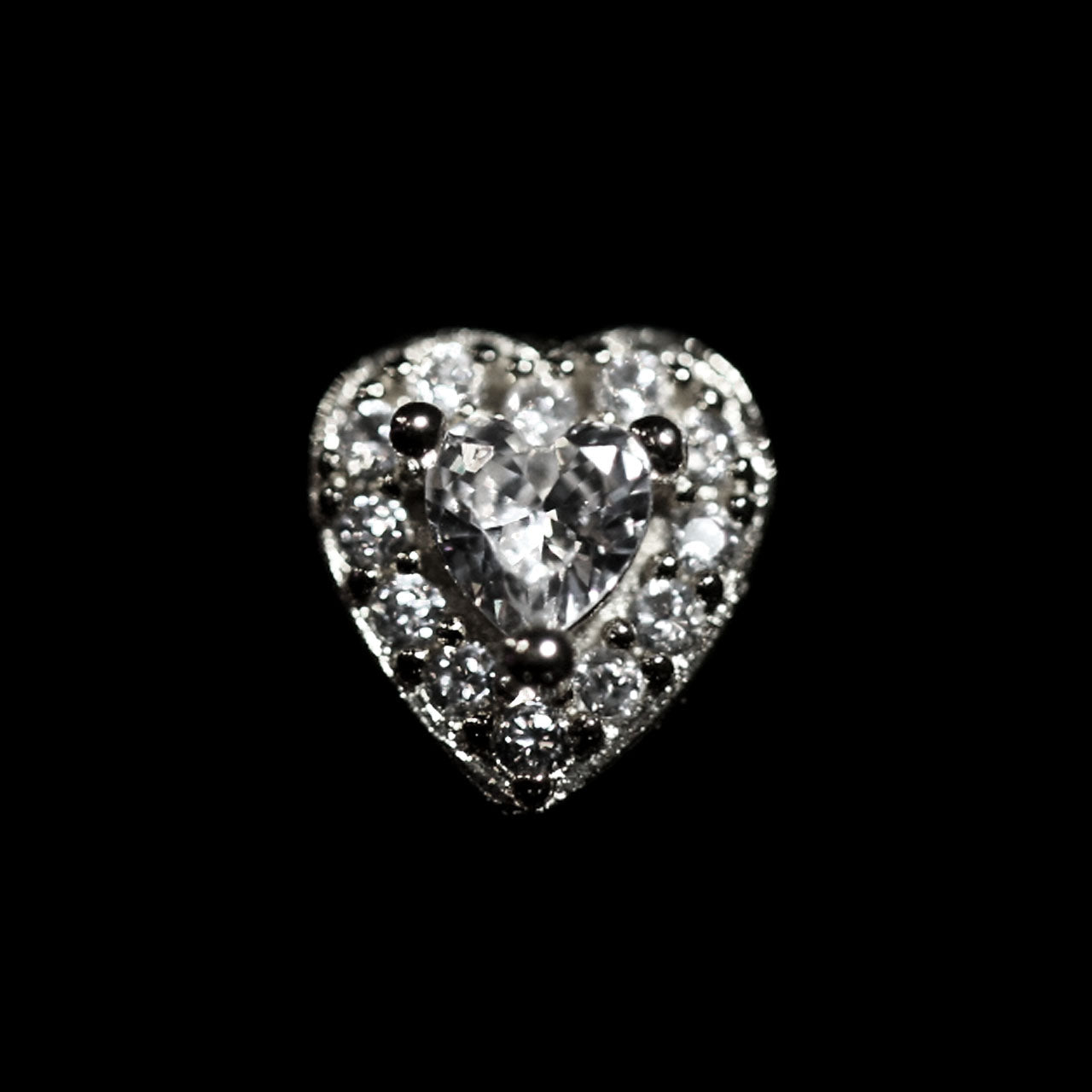CZ CUSHION HEART NOSE STUD