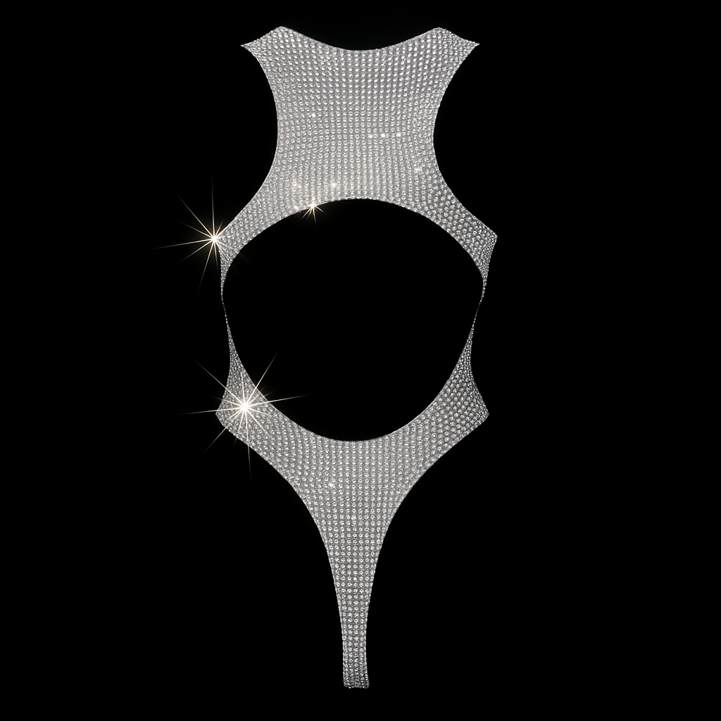 WHITE + CLEAR CRYSTALLIZED LEOTARD