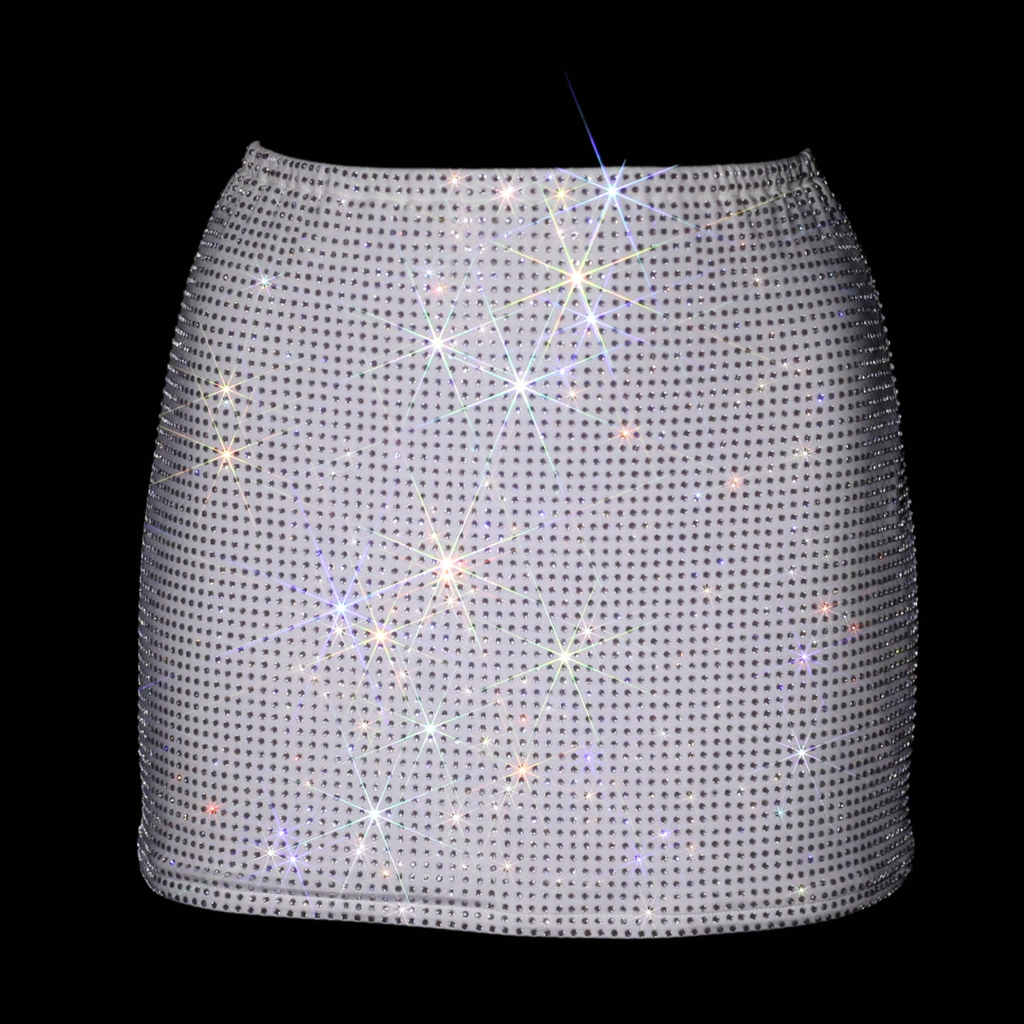 WHITE + CLEAR CRYSTALLIZED MINI SKIRT