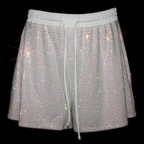 WHITE + AB CRYSTALLIZED UNISEX SHORTS