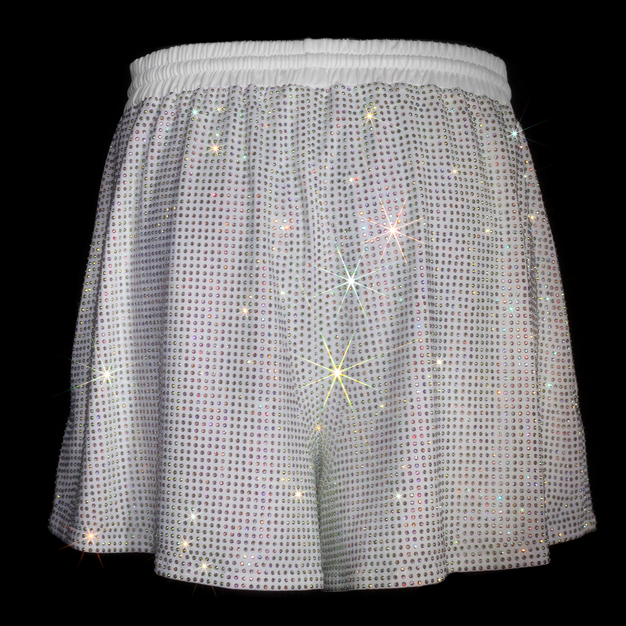 WHITE + AB CRYSTALLIZED UNISEX SHORTS
