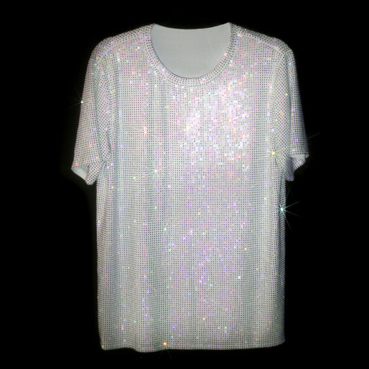 PRE-ORDER: WHITE + AB CRYSTALLIZED UNISEX T-SHIRT