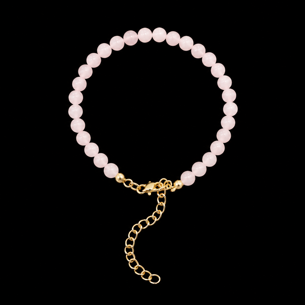 BEADED ROSE QUARTZ ANKLET