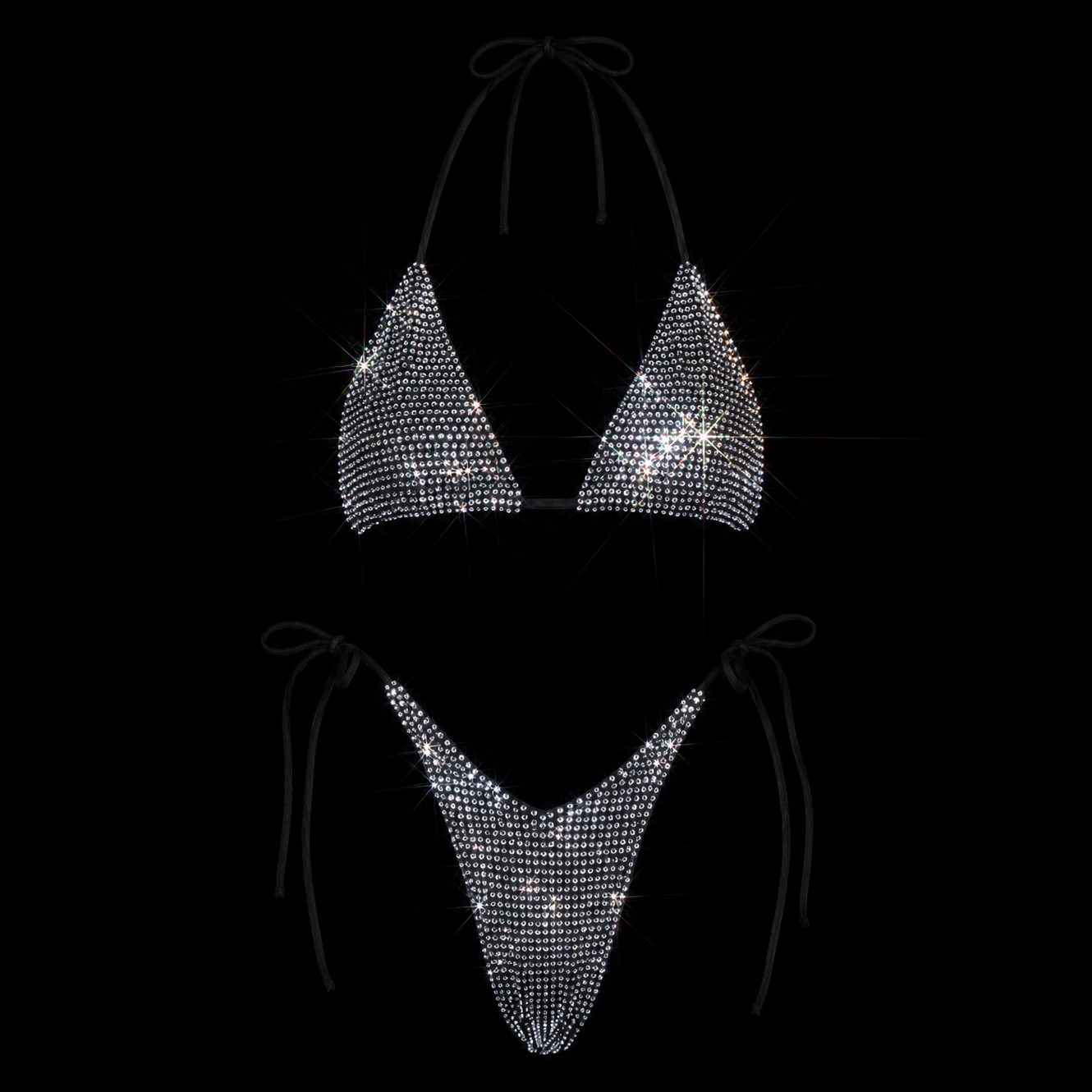 BLACK + CLEAR CRYSTALLIZED BIKINI