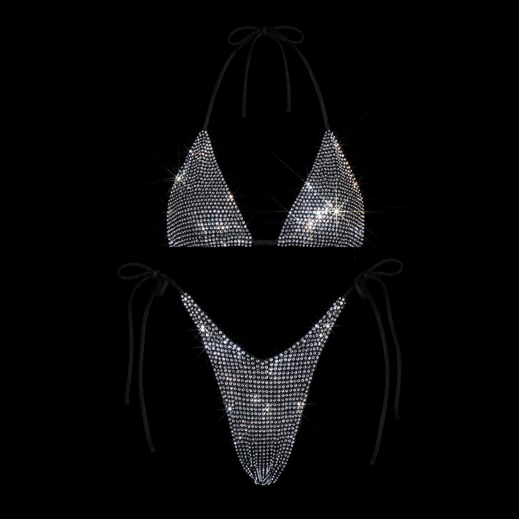 BLACK + CLEAR CRYSTALLIZED BIKINI