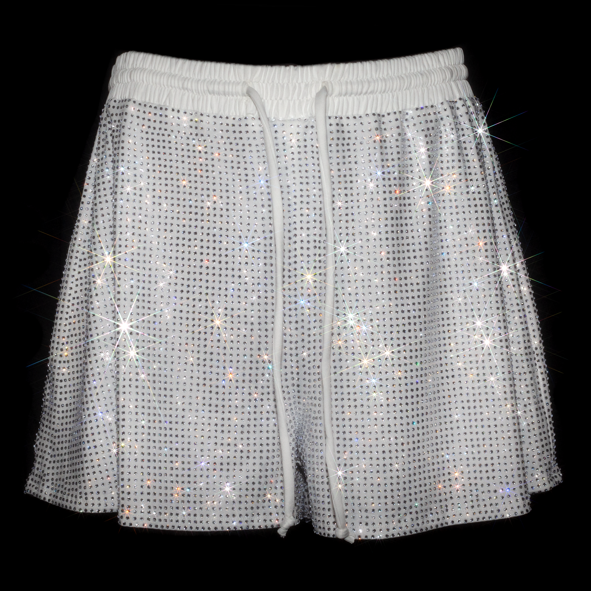WHITE + CLEAR CRYSTALLIZED UNISEX SHORTS