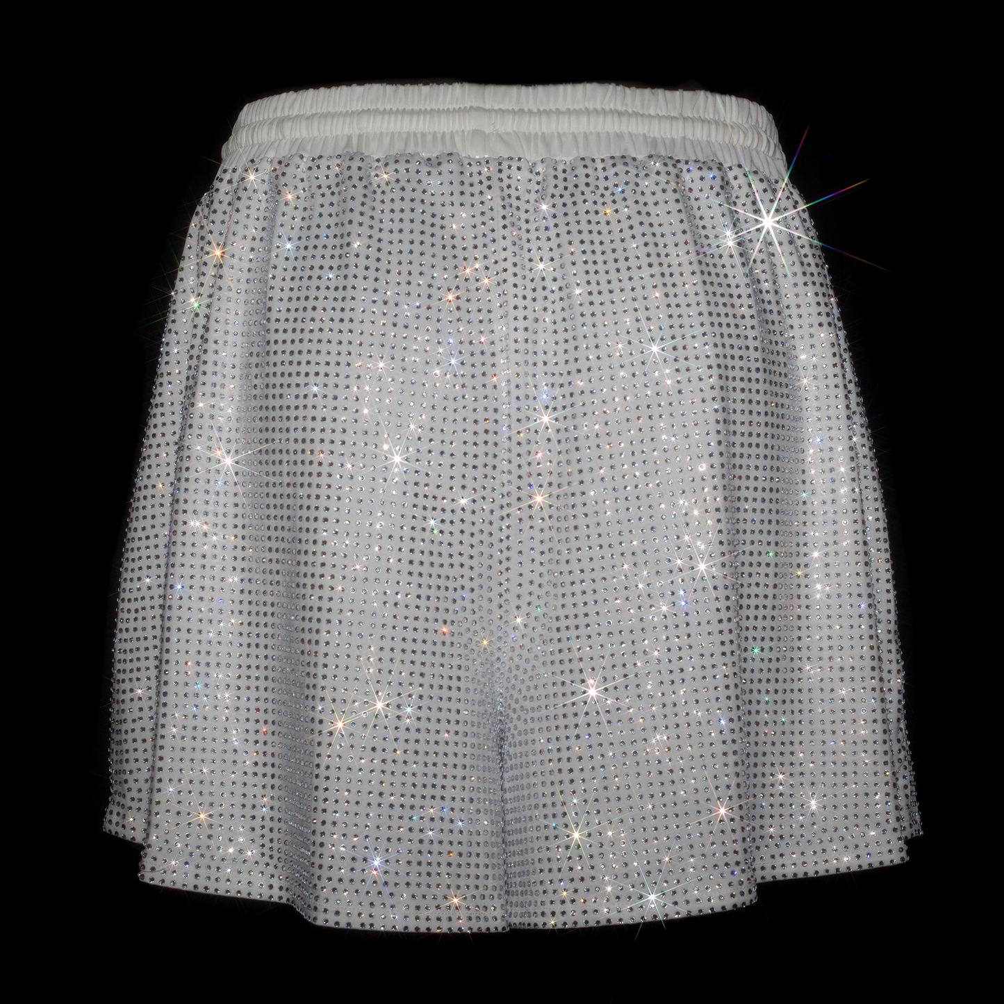 PRE-ORDER: WHITE + CLEAR CRYSTALLIZED UNISEX SHORTS