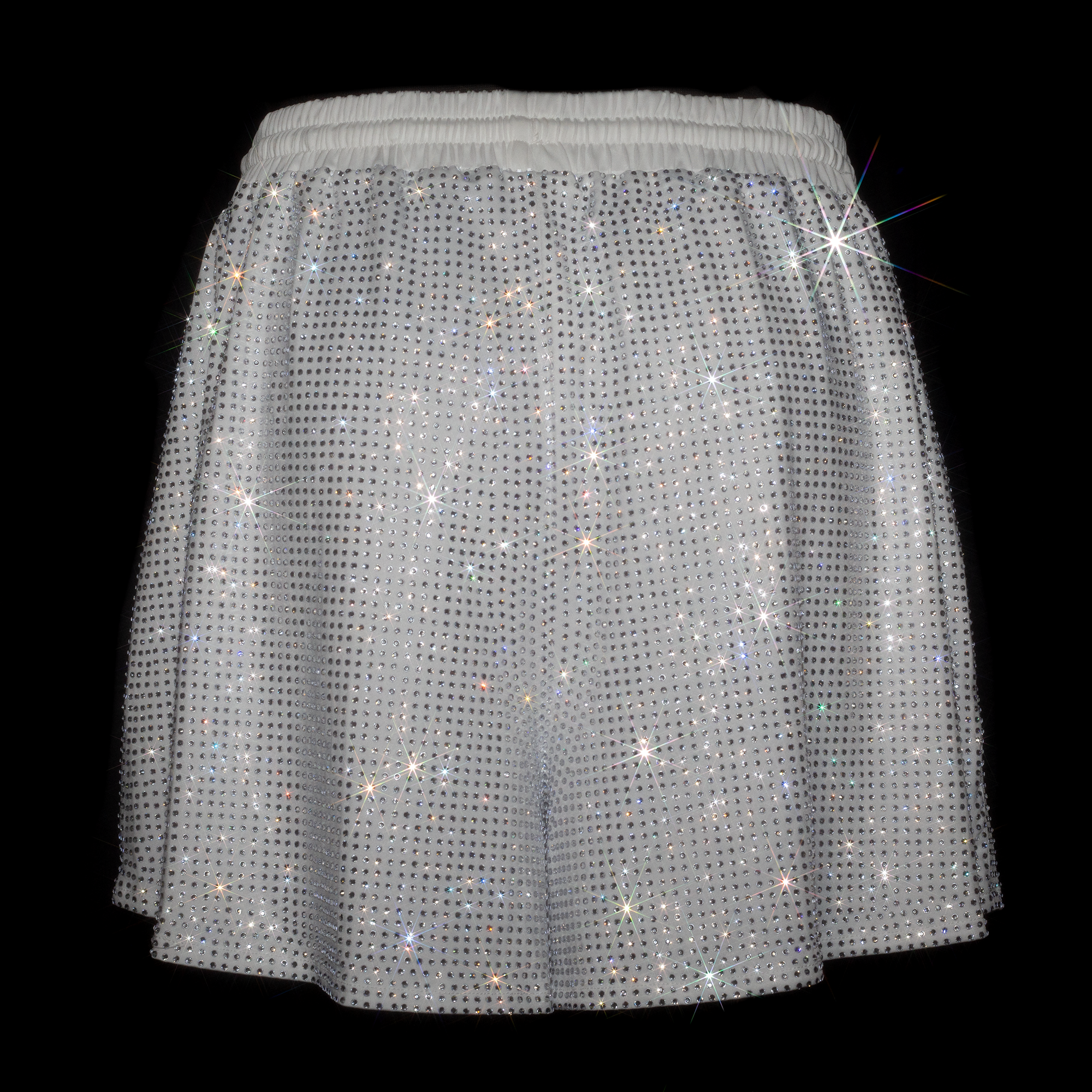 WHITE + CLEAR CRYSTALLIZED UNISEX SHORTS