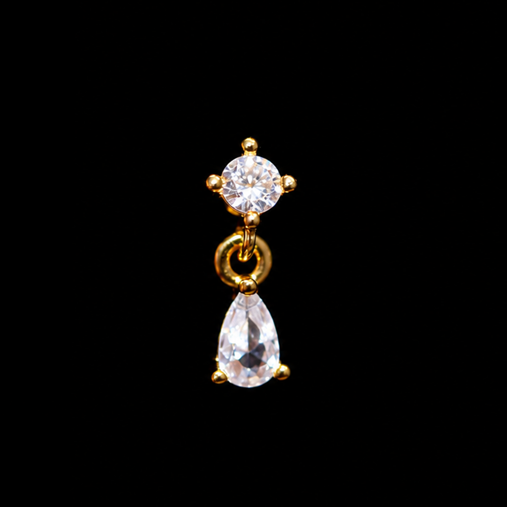 CZ TEAR DROP DANGLE NOSE STUD