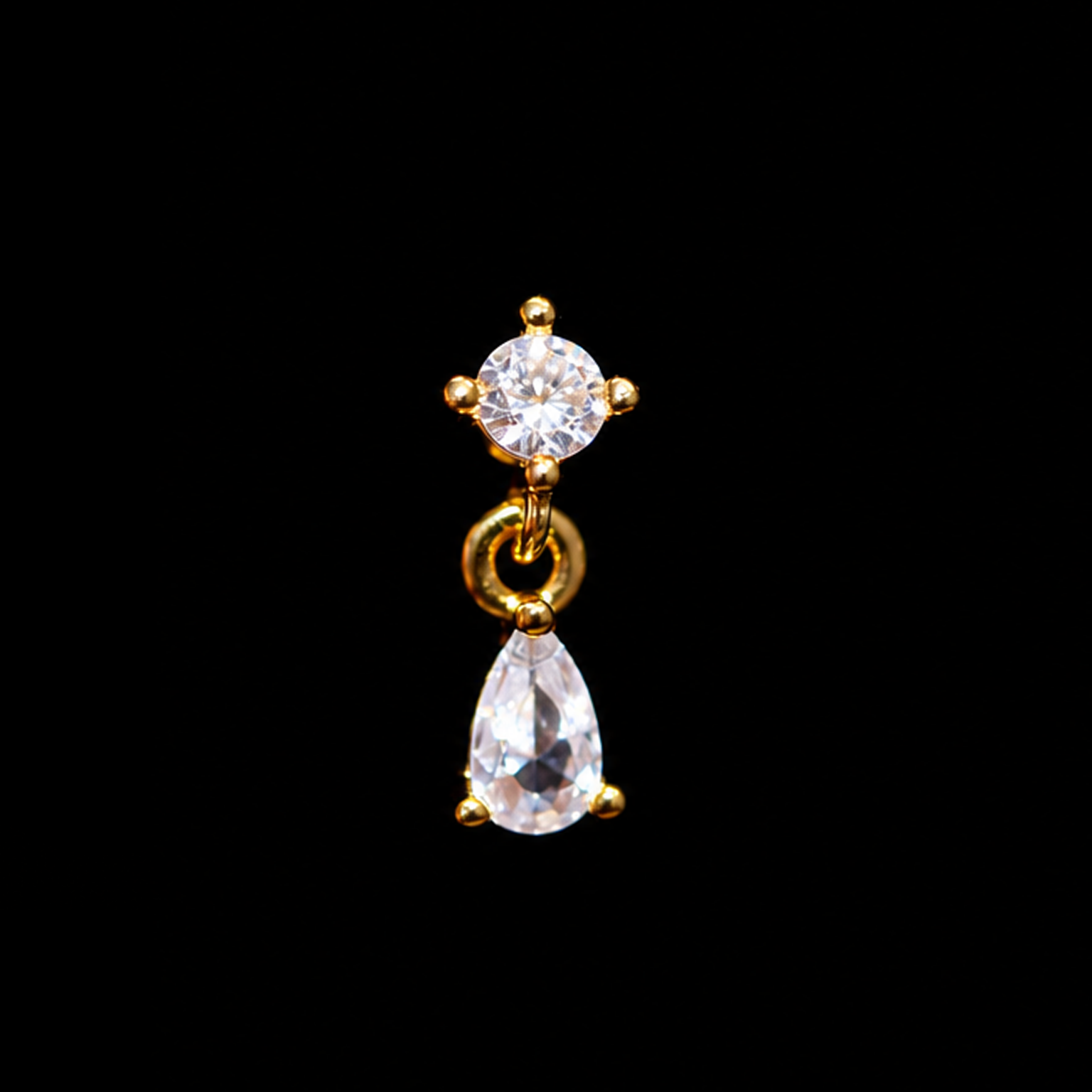 CZ TEAR DROP DANGLE NOSE STUD