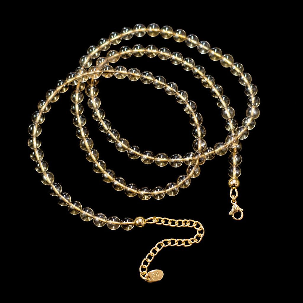 SMOKEY QUARTZ BEADED BELLY CHAIN