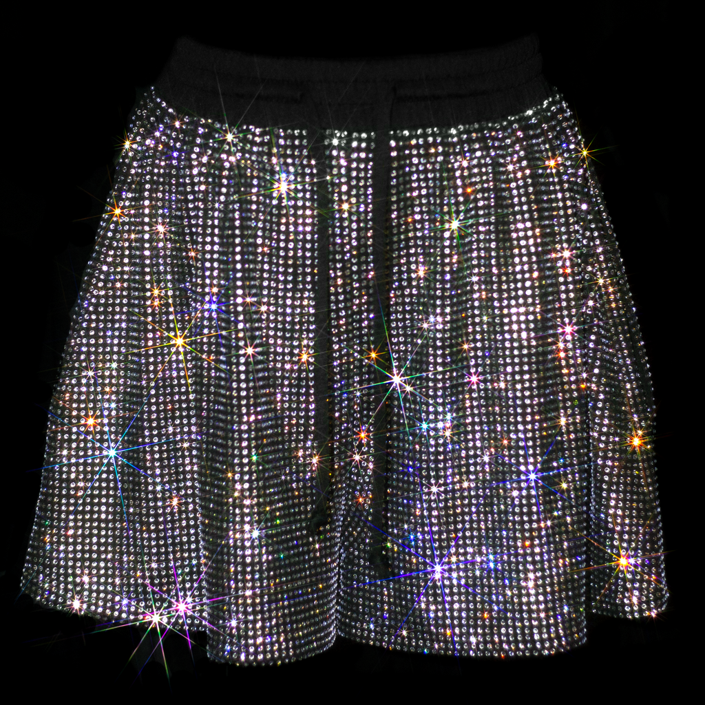 BLACK + CLEAR CRYSTALLIZED UNISEX SHORTS