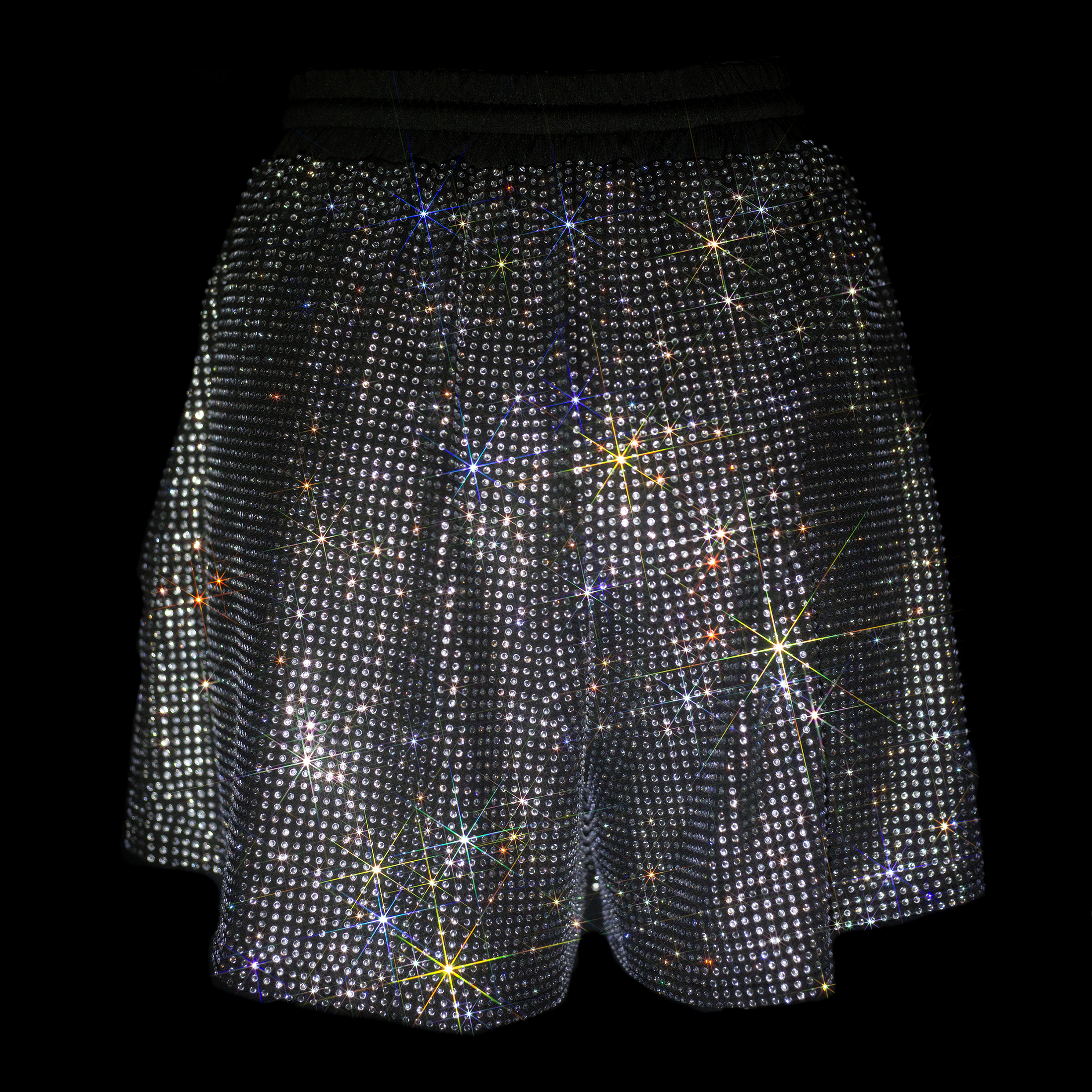BLACK + CLEAR CRYSTALLIZED UNISEX SHORTS
