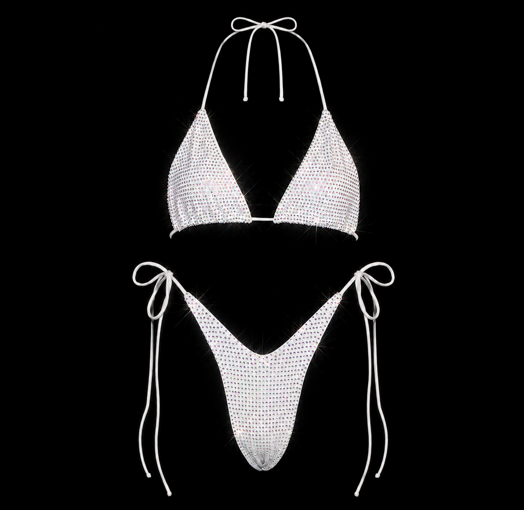 WHITE + AB CRYSTALLIZED BIKINI