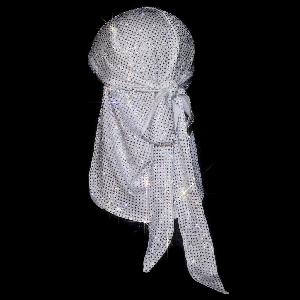 WHITE + CLEAR CRYSTALLIZED UNISEX DURAG