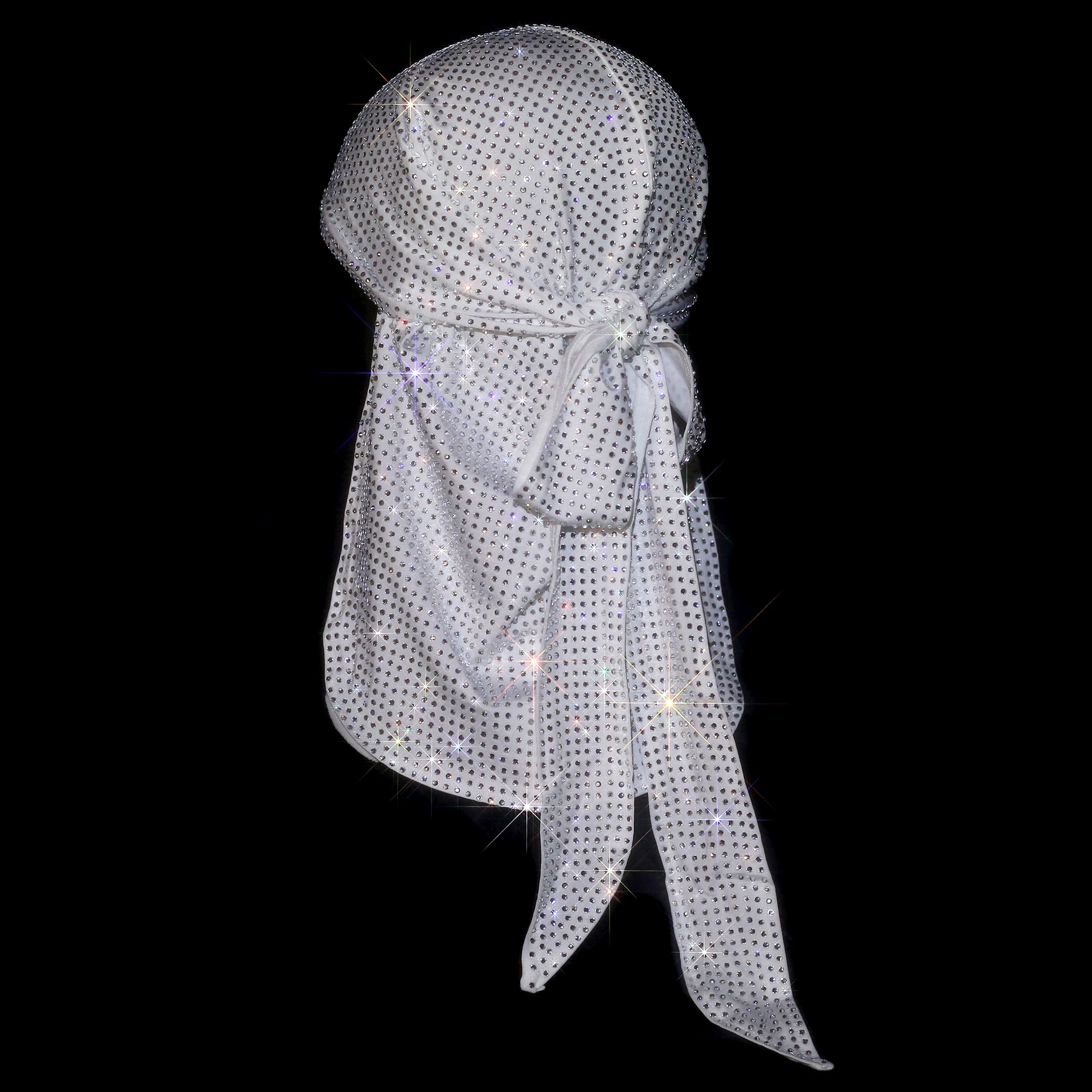 WHITE + CLEAR CRYSTALLIZED UNISEX DURAG