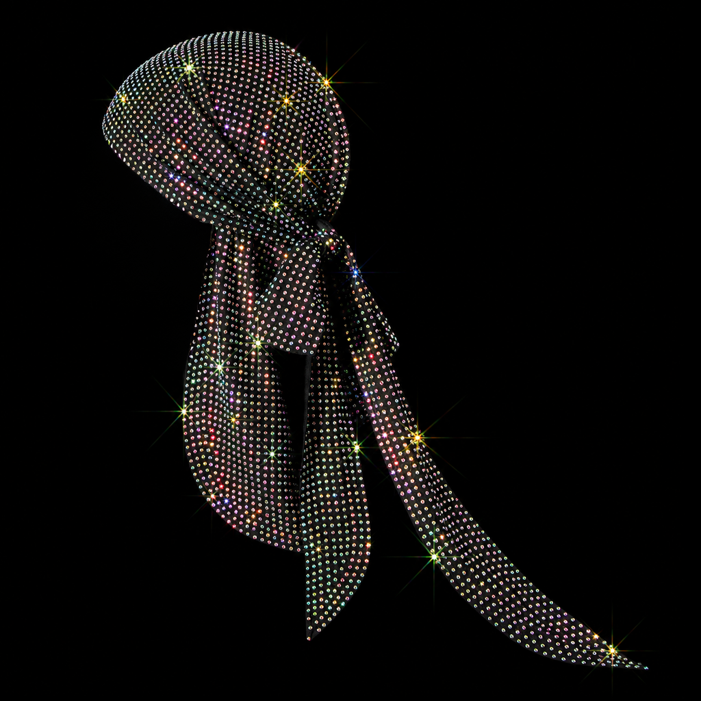 BLACK + AB CRYSTALLIZED UNISEX DURAG
