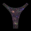 BLACK + AB CRYSTALLIZED HI-CUT THONG