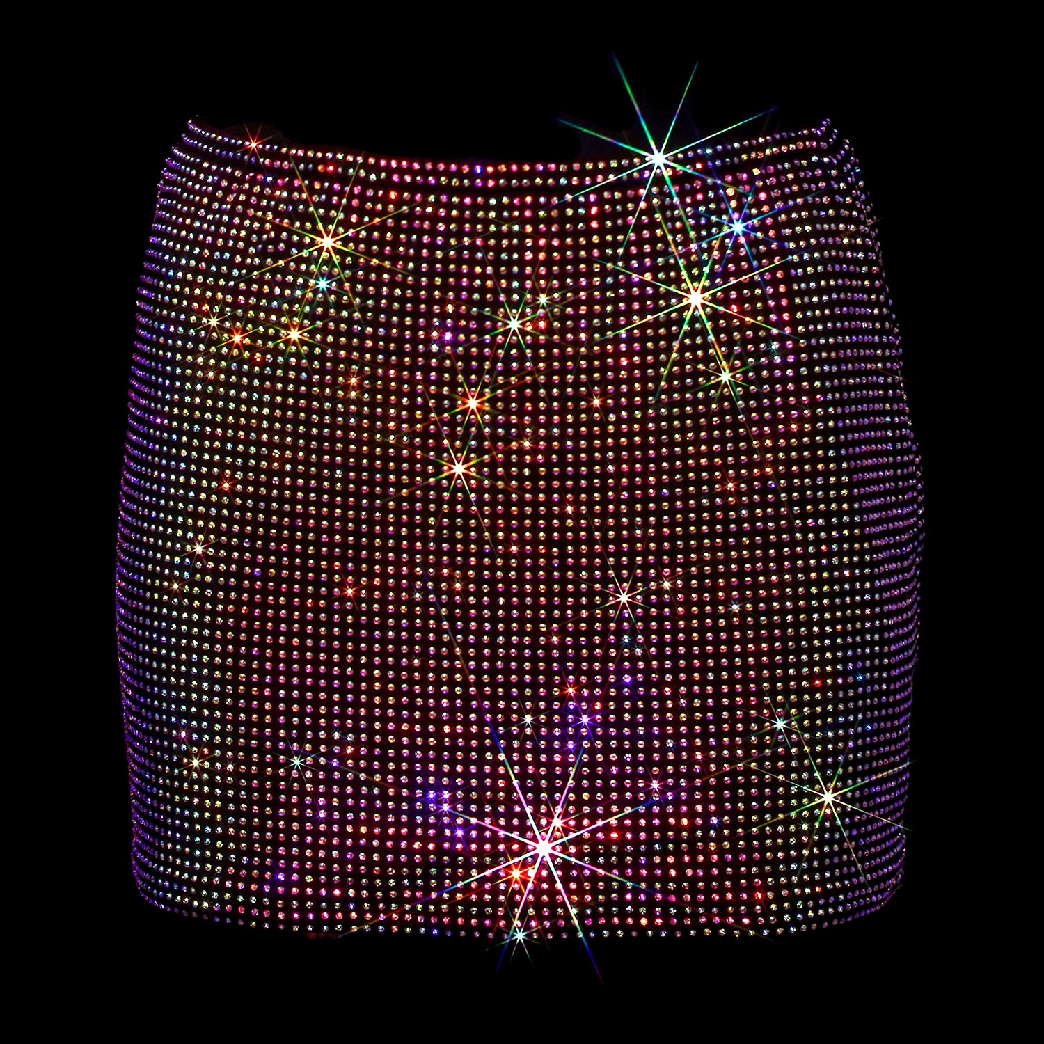 BLACK + AB CRYSTALLIZED MINI SKIRT