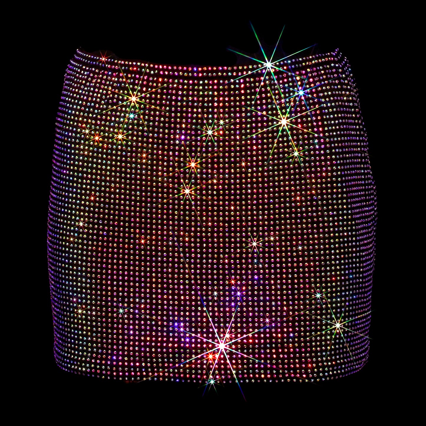 BLACK + AB CRYSTALLIZED MINI SKIRT