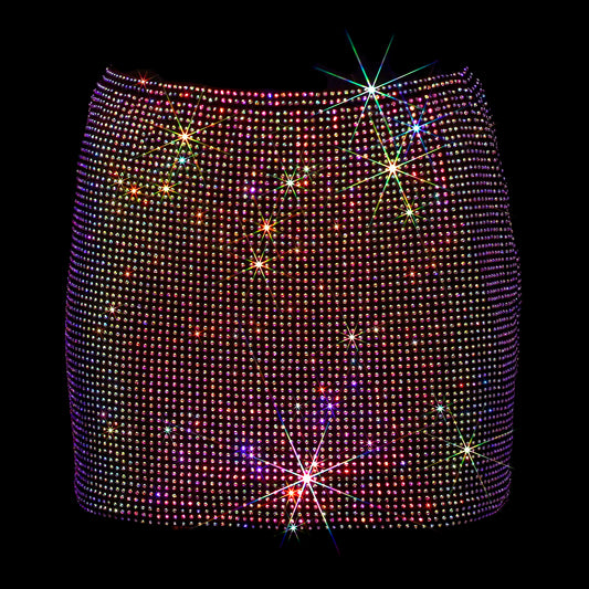 BLACK + AB CRYSTALLIZED MINI SKIRT