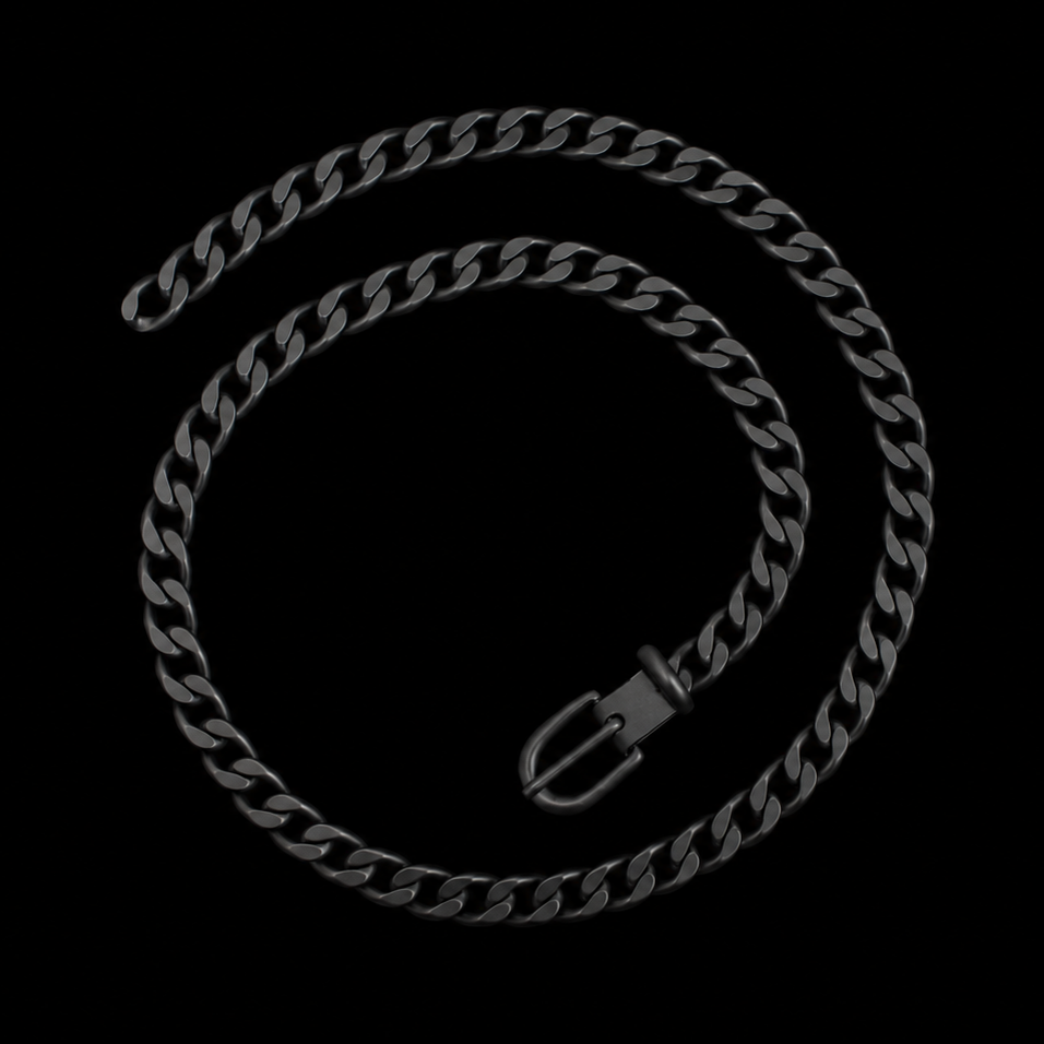 MATTE BLACK BELT BUCKLE CHAIN