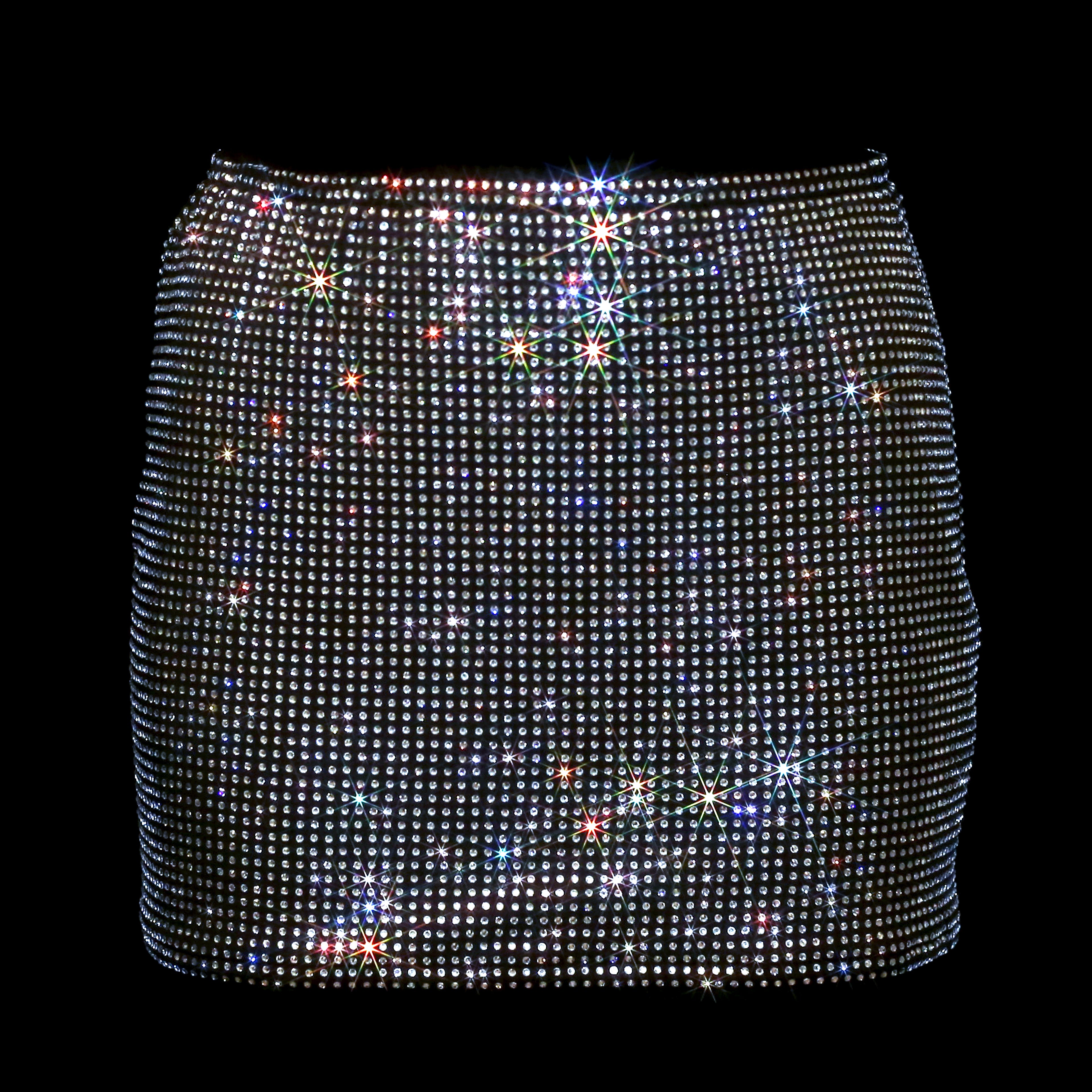 BLACK + CLEAR CRYSTALLIZED MINI SKIRT