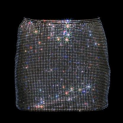 BLACK + CLEAR CRYSTALLIZED MINI SKIRT