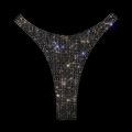 BLACK + CLEAR CRYSTALLIZED HI-CUT THONG