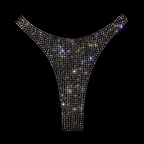 BLACK + CLEAR CRYSTALLIZED HI-CUT THONG
