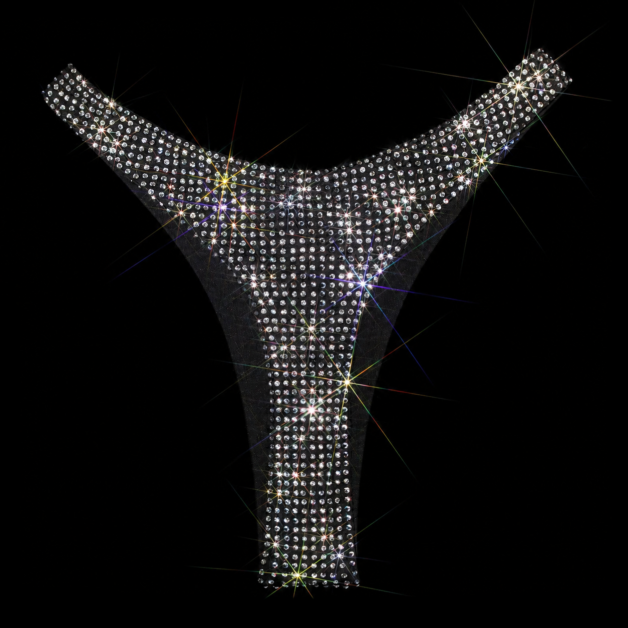 BLACK + CLEAR CRYSTALLIZED HI-CUT THONG