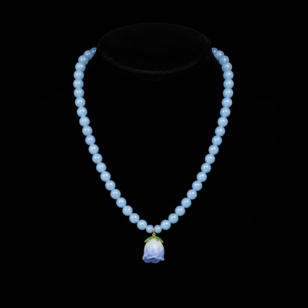 Blue Beaded Princess Necklace