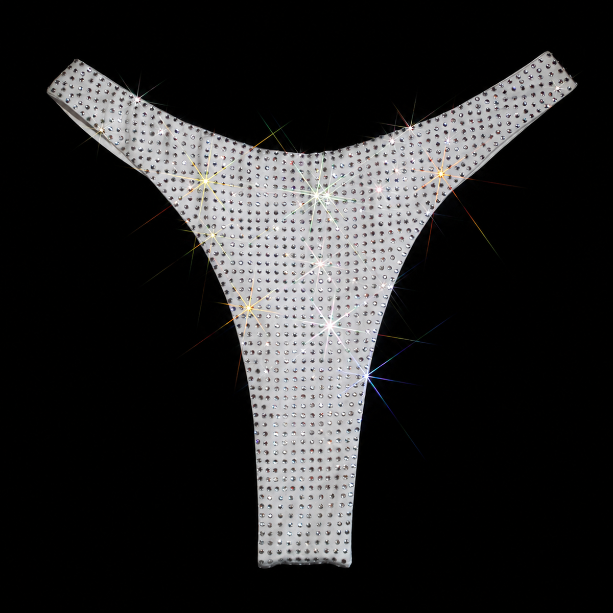 WHITE + CLEAR CRYSTALLIZED HI-CUT THONG