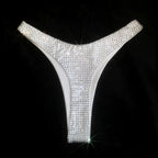 WHITE + CLEAR CRYSTALLIZED HI-CUT THONG