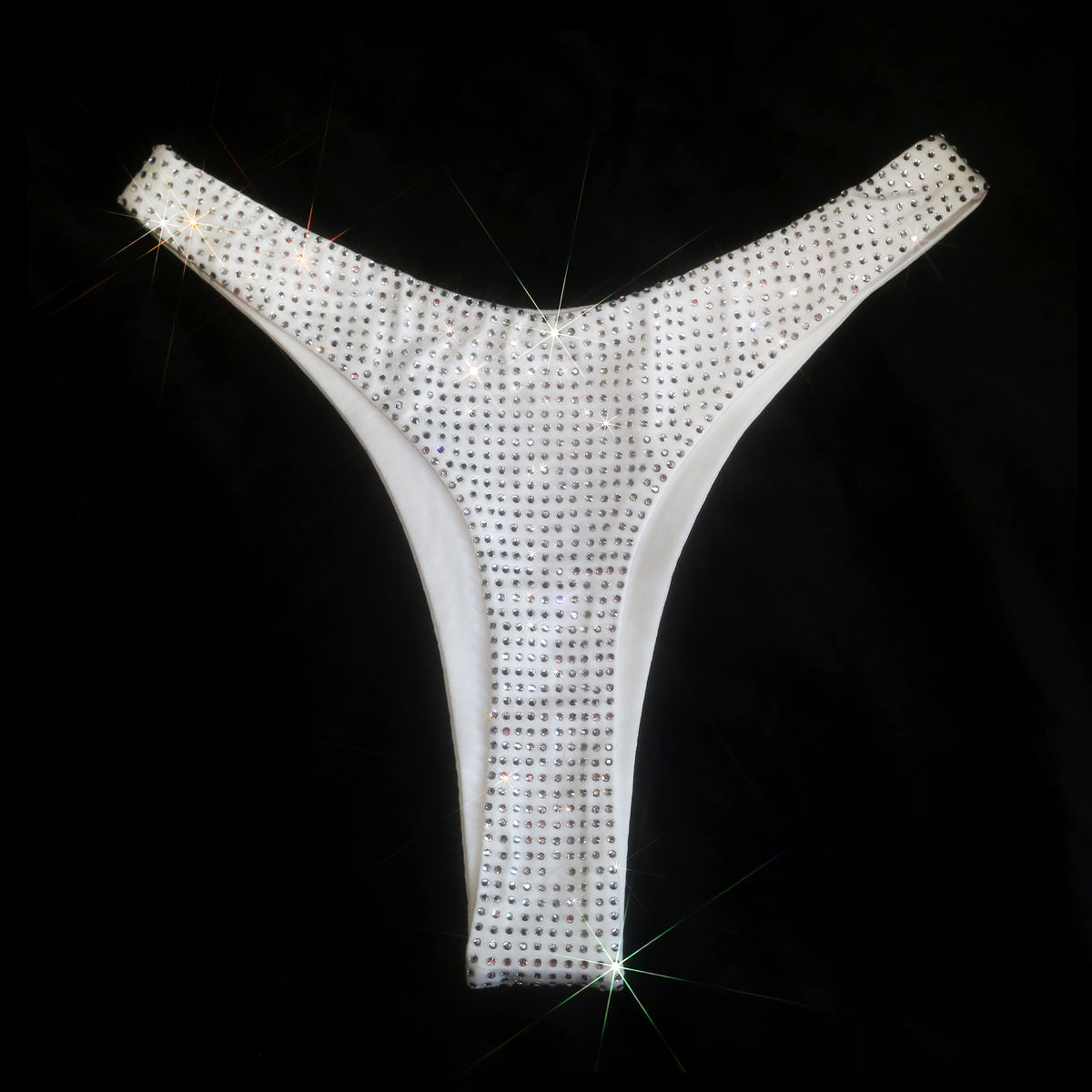 WHITE + CLEAR CRYSTALLIZED HI-CUT THONG