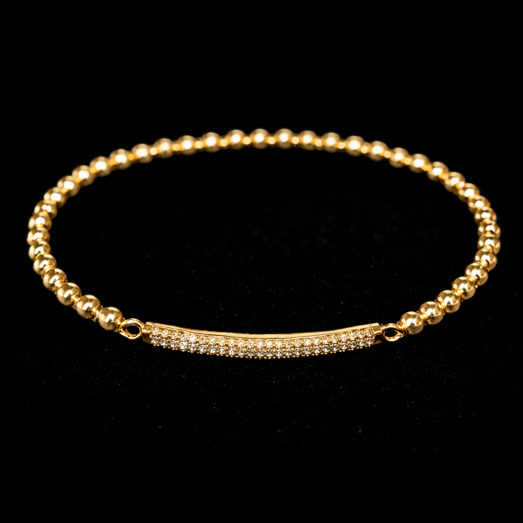 3MM CZ BAR BEADED BRACELET