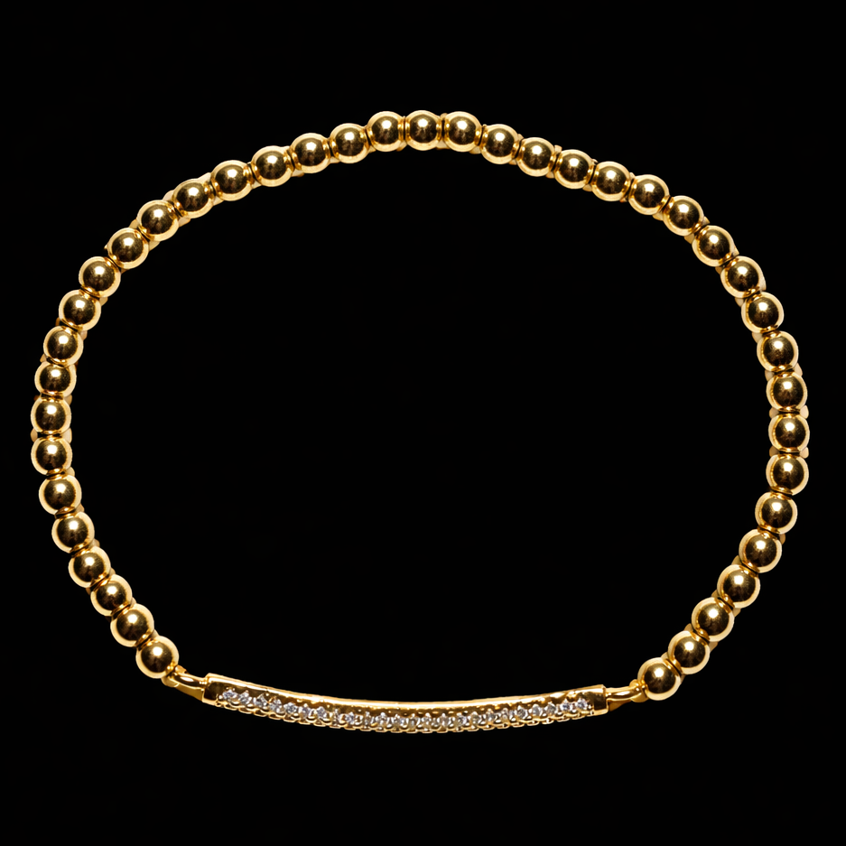 3MM CZ BAR BEADED BRACELET