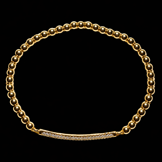 3MM CZ BAR BEADED BRACELET