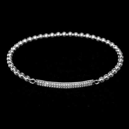 3MM CZ BAR BEADED BRACELET