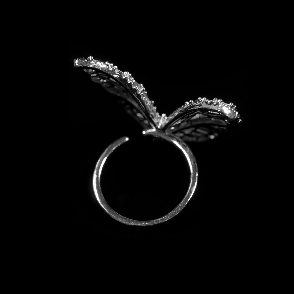 SILVER CZ BUTTERFLY RING