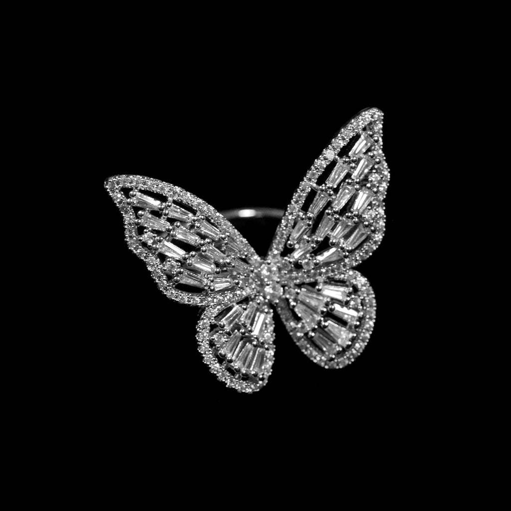 SILVER CZ BUTTERFLY RING