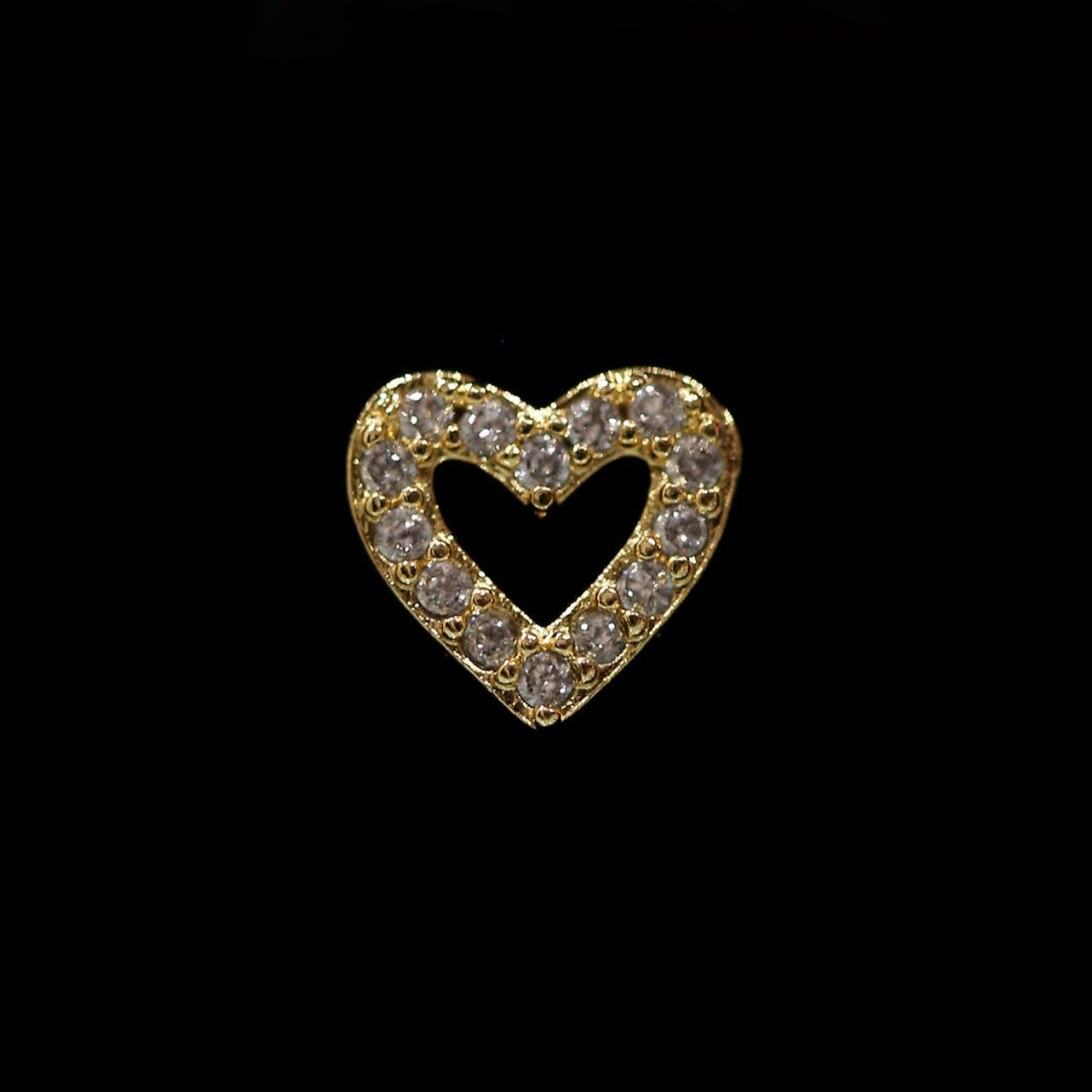 CZ PAVED HEART NOSE STUD