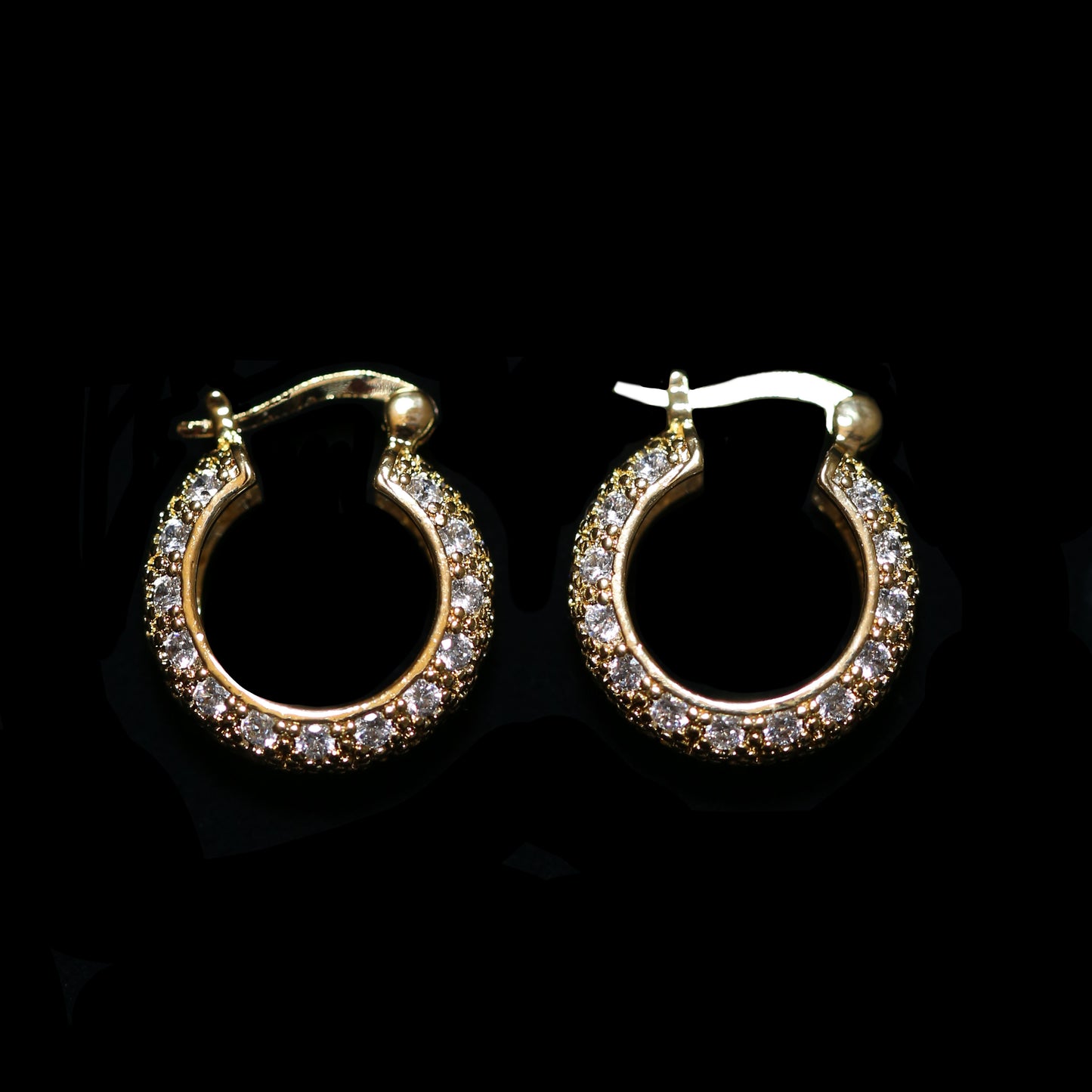 CZ PUFF HOOP EARRINGS