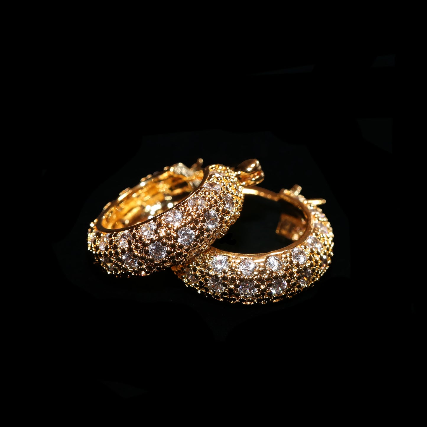 CZ PUFF HOOP EARRINGS